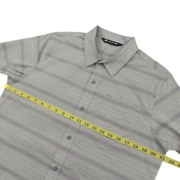 Travis Mathew Shirt Mens Medium Gray Short Sleeve Lightweight Striped Casual - Picture 10 of 10